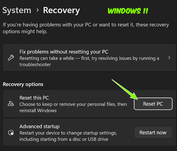 Windows 11 Reset - Cloudeight InfoAve