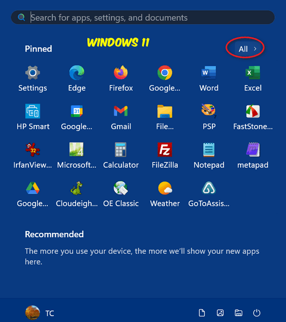 Windows 11 Start Menu - Cloudeight InfoAve