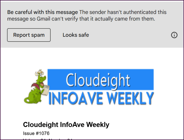 False Gmail Warning