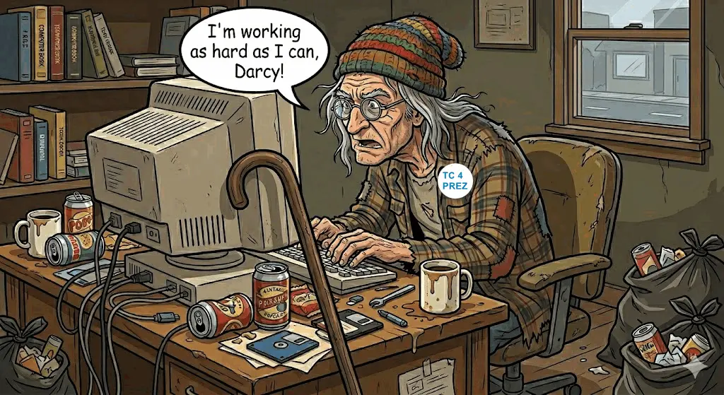 TC working in his office.